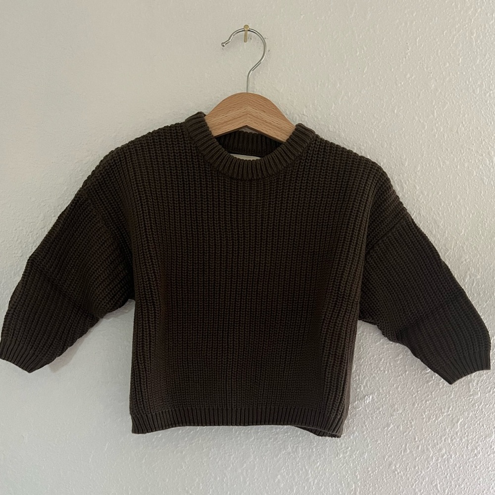 NWT Kambia Kids Gender Free Cotton Sweater, 9-12mos, Olive